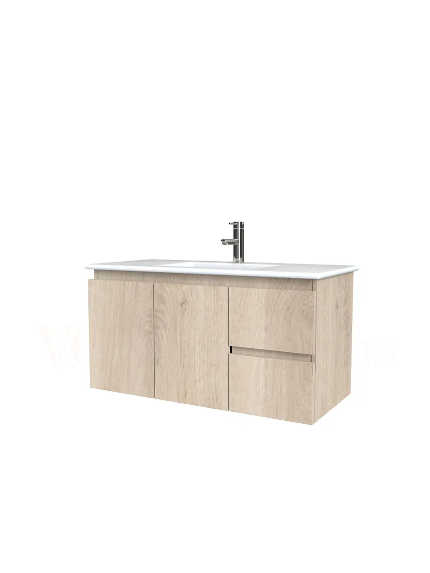 Mueble vanitorio aereo con cubierta de loza de 90 cm  /  M2-901-A / Jerez 1