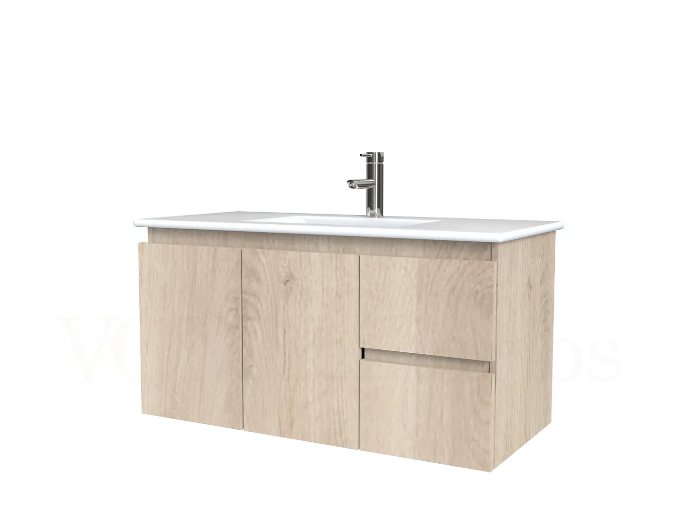 Mueble vanitorio aereo con cubierta de loza de 90 cm  /  M2-901-A / Jerez 1