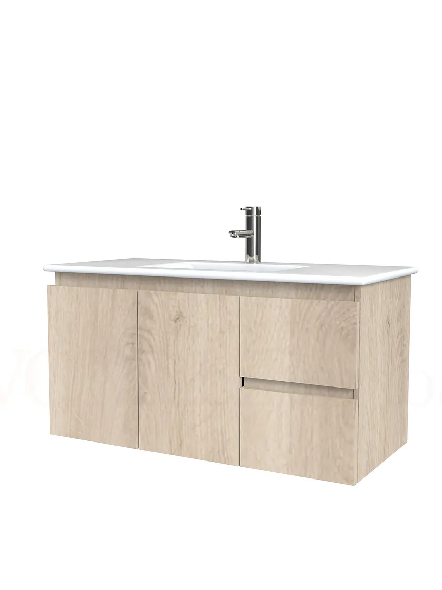 Mueble vanitorio aereo con cubierta de loza de 90 cm  /  M2-901-A / Jerez 1