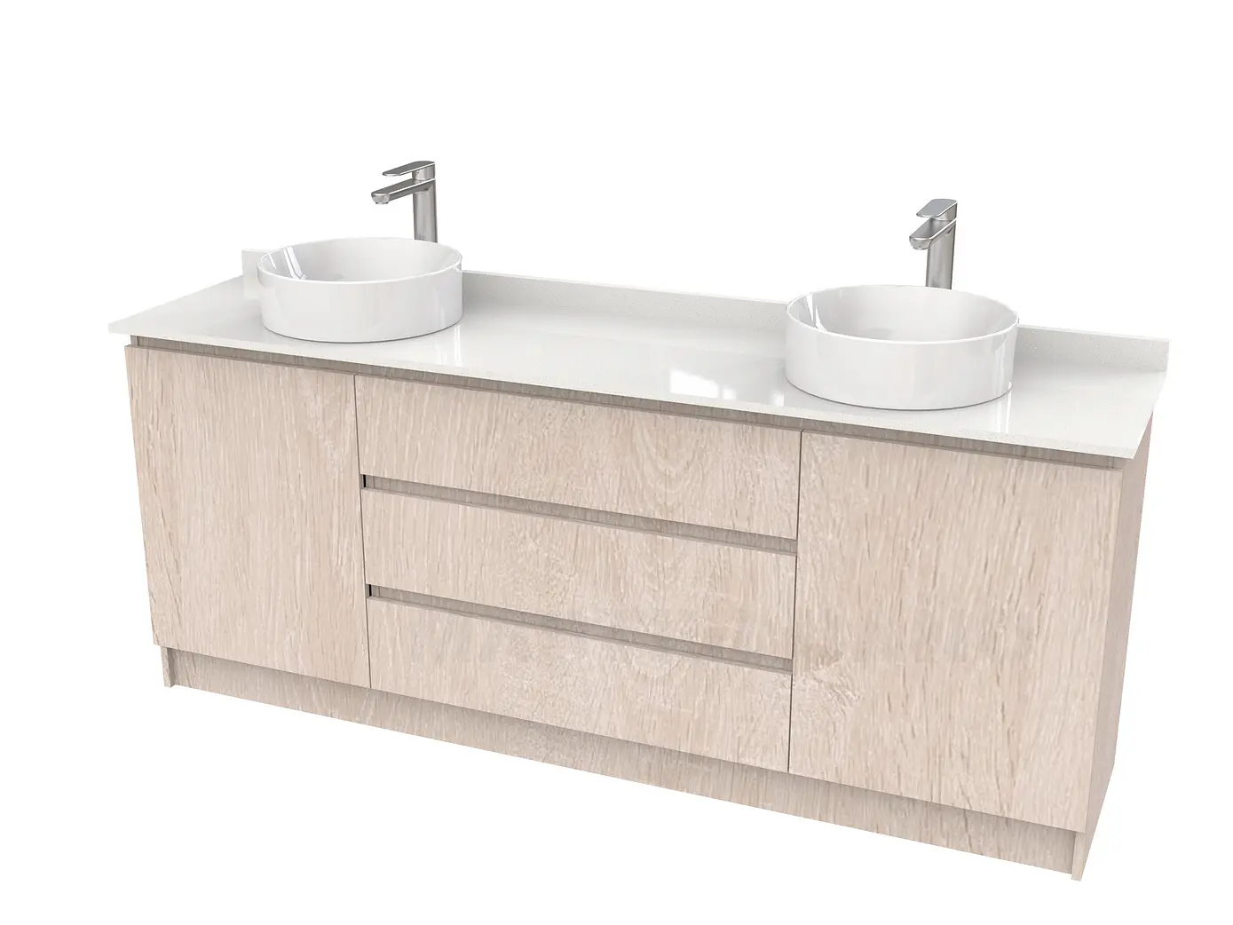 Mueble vanitorio al piso doble para lavamanos de sobreponer de 180cm /  M2-1838-DP / Provenzal 1