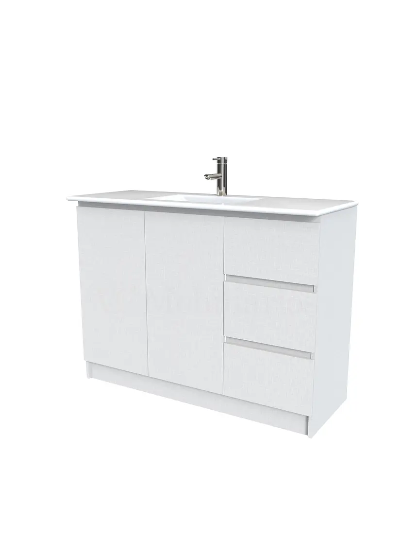 Mueble vanitorio al piso  de 120  cm con cubierta de loza M2-1201  / Giorno 1