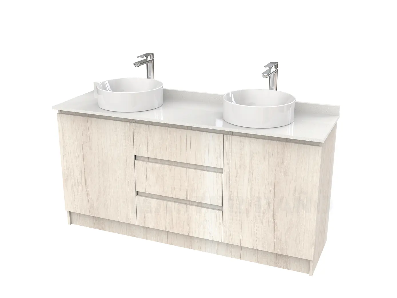 Mueble vanitorio al piso doble para lavamanos de sobreponer de 140cm /  M2-1438-DP / Toscana 1