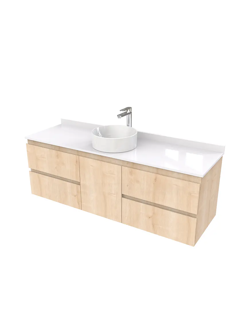 Mueble Vanitorio  aereo para lavamanos sobreponer simple de 160 cm M2-1630-SPA / Rustico 1