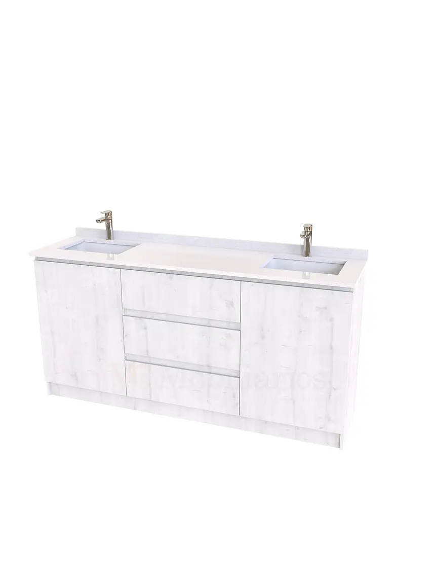 Mueble vanitorio Doble al piso con cubierta de cuarzo  de 160 cm /  M2-1634 -D / Alaska 1