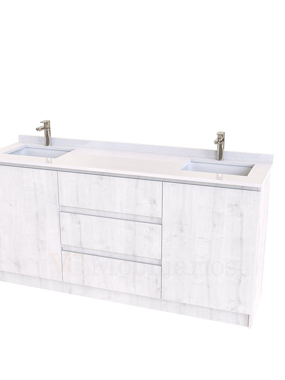 Mueble vanitorio Doble al piso con cubierta de cuarzo  de 160 cm /  M2-1634 -D / Alaska 1