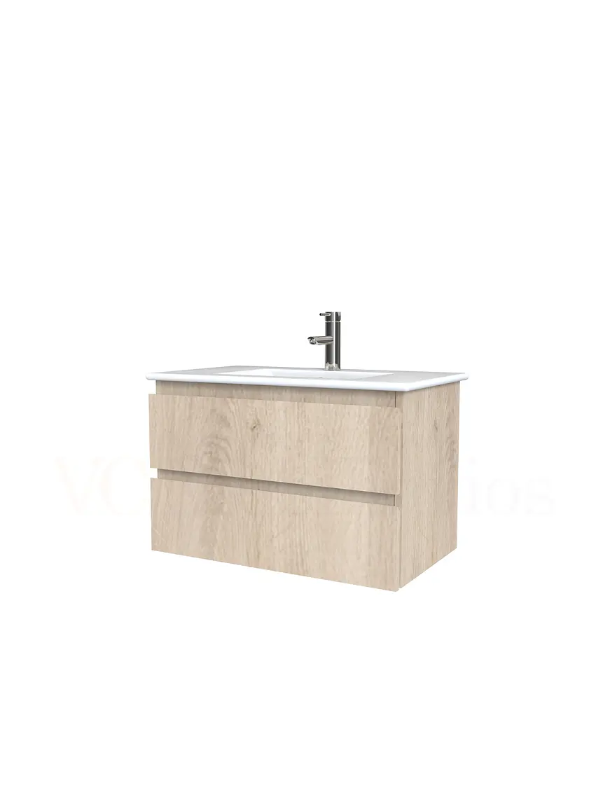 Mueble vanitorio aereo con cubierta de loza de 70 cm  /  M3-701-A / Jerez 1