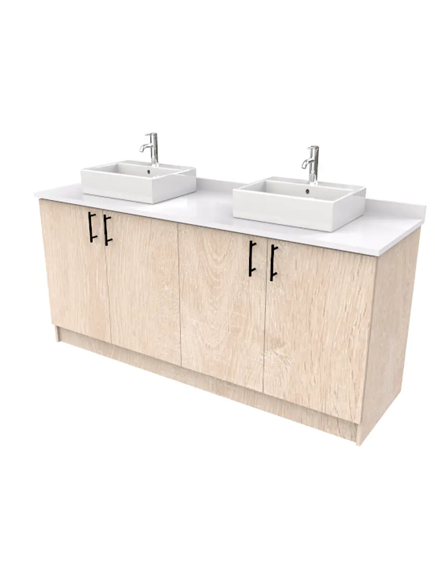Mueble Vanitorio al piso  para lavamanos sobreponer de 160 cm M0-1630 con cubierta de cuarzo / Provenzal 1