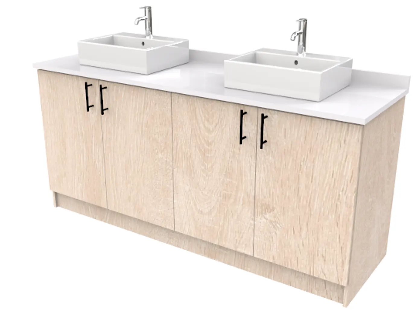 Mueble Vanitorio al piso  para lavamanos sobreponer de 160 cm M0-1630 con cubierta de cuarzo / Provenzal 1