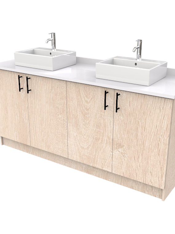 Mueble Vanitorio al piso  para lavamanos sobreponer de 160 cm M0-1630 con cubierta de cuarzo / Provenzal 1