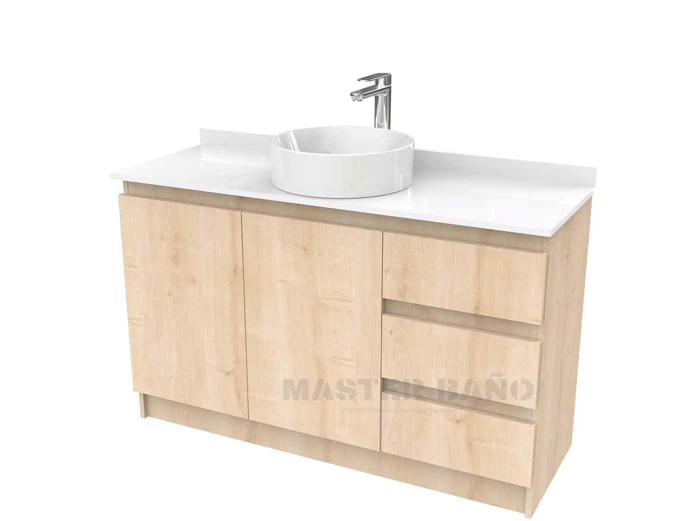 Mueble Vanitorio al piso para lavamanos sobreponer simple de 150 cm M2-1530-SPA / Rustico 1