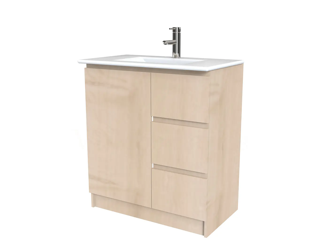 Mueble vanitorio al piso  de 80  cm con cubierta de loza M2-801  /  Rustico 1