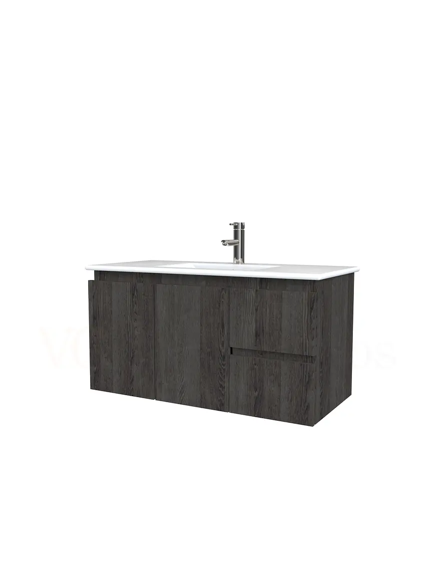 Mueble vanitorio aereo con cubierta de loza de 90 cm  /  M2-901-A / Espresso 1
