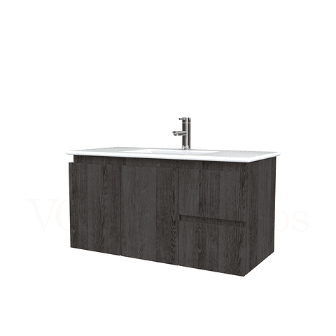 Mueble vanitorio aereo con cubierta de loza de 90 cm  /  M2-901-A / Espresso