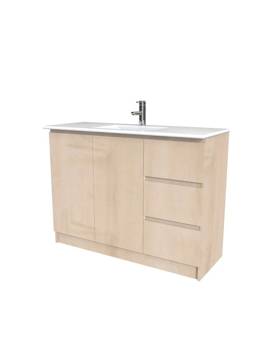 Mueble vanitorio al piso  de 120  cm con cubierta de loza M2-1201  / Rustico 1