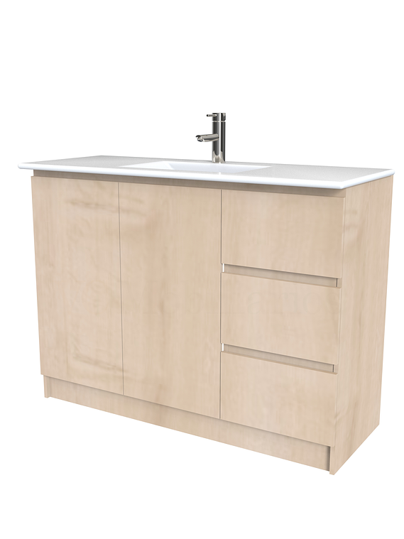 Mueble vanitorio al piso  de 120  cm con cubierta de loza M2-1201  / Rustico 1