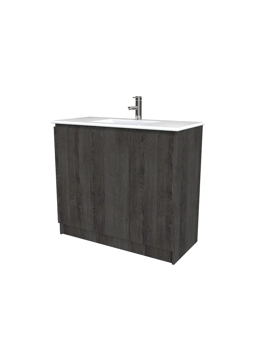 Mueble vanitorio al piso  de 100  cm con cubierta de loza M0-1001  / Espresso 1