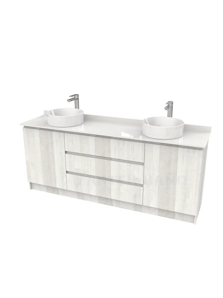 Mueble vanitorio al piso doble para lavamanos de sobreponer de 180cm /  M2-1838-DP / Legno 1