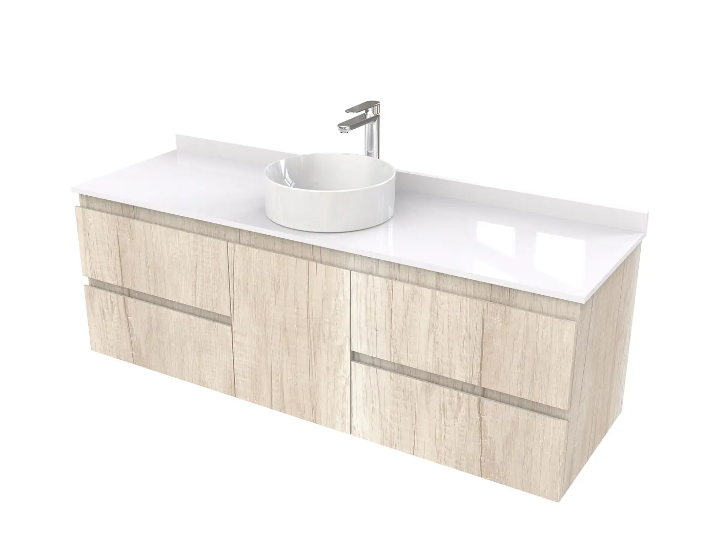 Mueble Vanitorio  aereo para lavamanos sobreponer simple de 160 cm M2-1630-SPA / Toscana 1