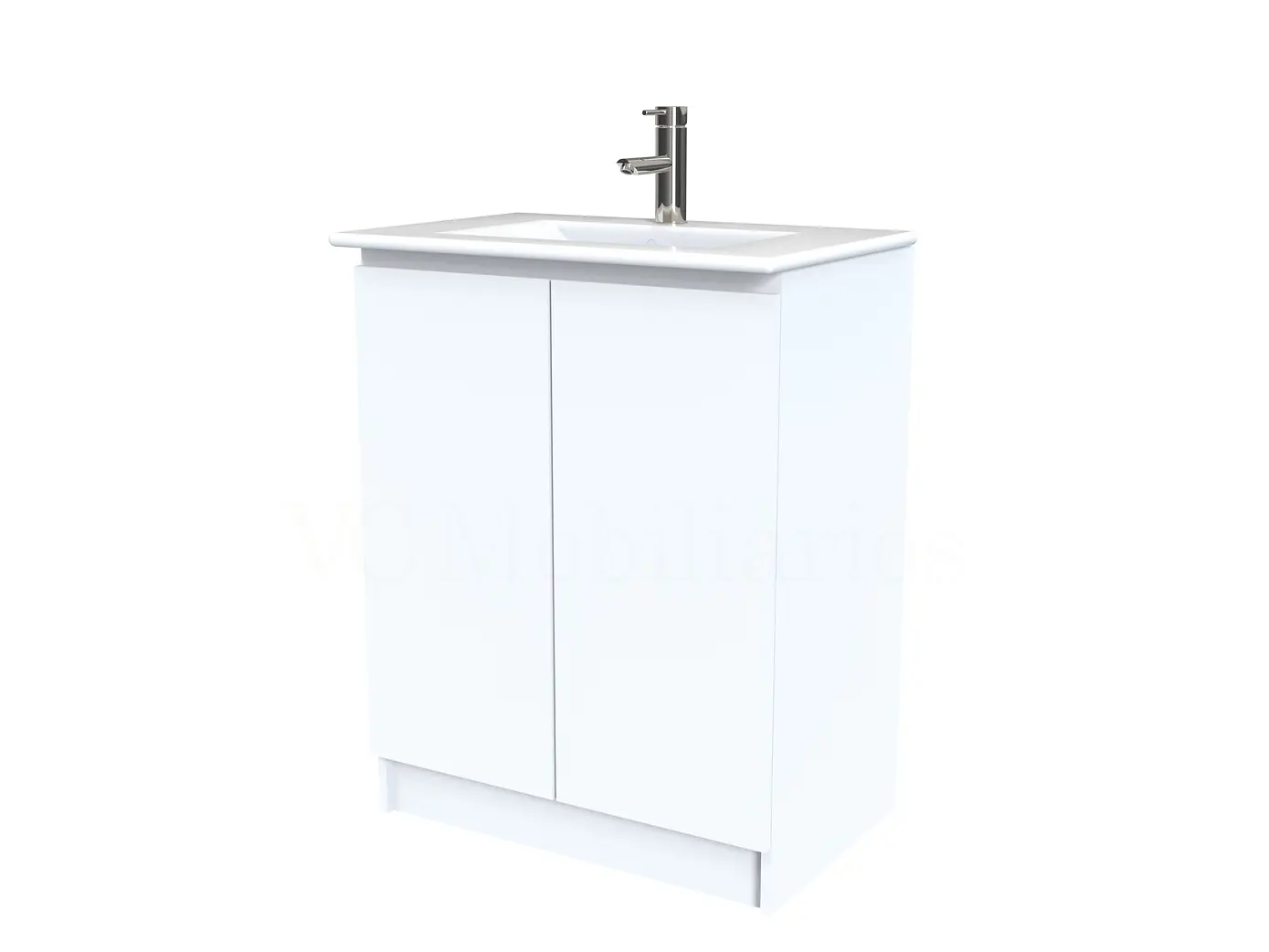 Mueble vanitorio al piso  de 60  cm con cubierta de loza M0-601  / Blanco 1