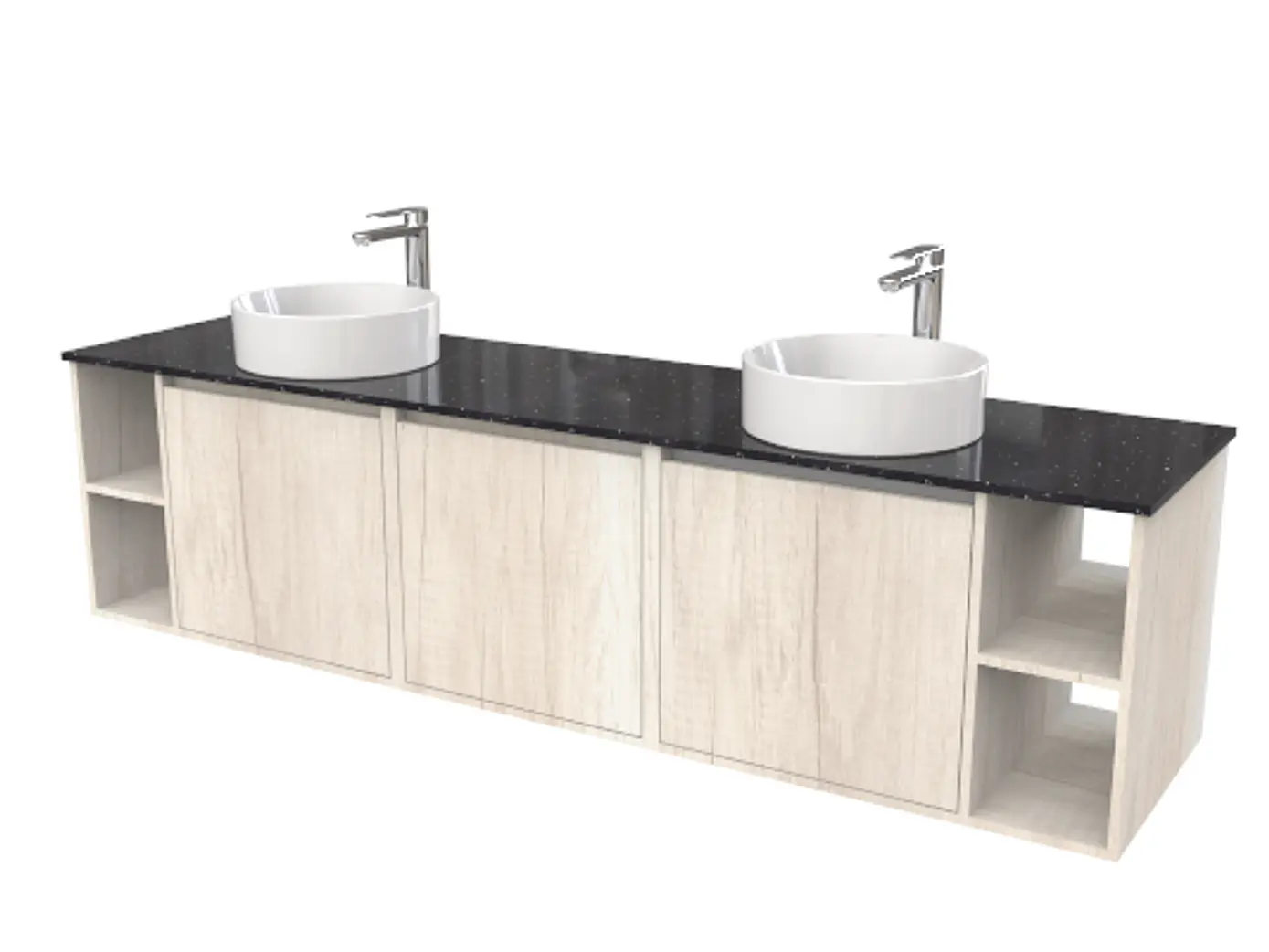 Mueble Vanitorio aereo para lavamanos sobreponer doble  de 200cm / ME-200-SP 1