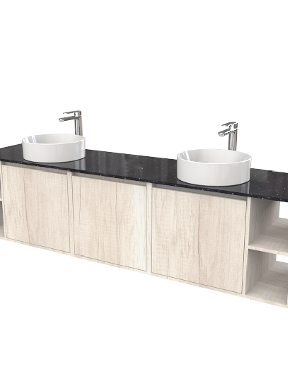 Mueble Vanitorio aereo para lavamanos sobreponer doble  de 200cm / ME-200-SP 1