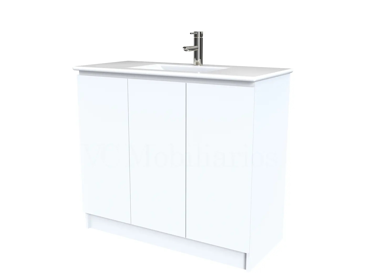 Mueble vanitorio al piso  de 100  cm con cubierta de loza M0-1001  / Blanca 1