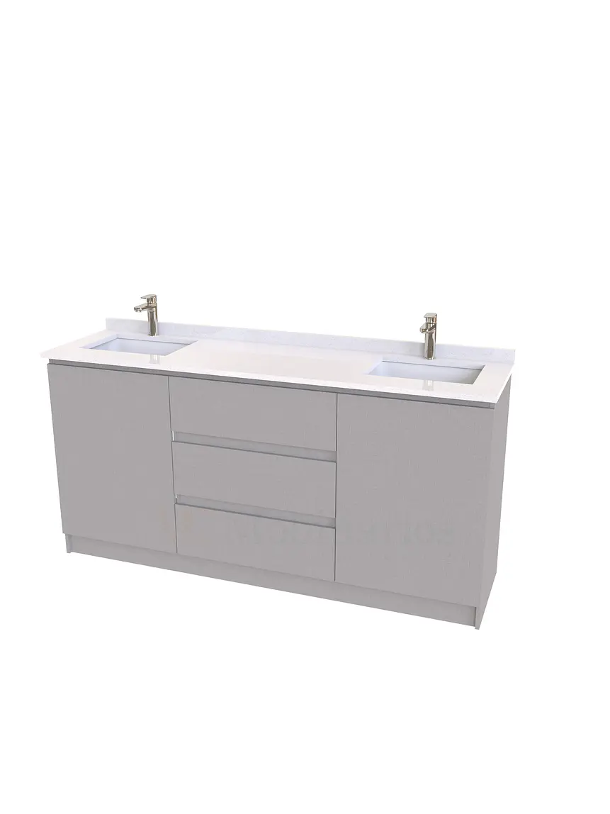 Mueble vanitorio Doble al piso con cubierta de cuarzo  de 160 cm /  M2-1634 -D / Notte 1
