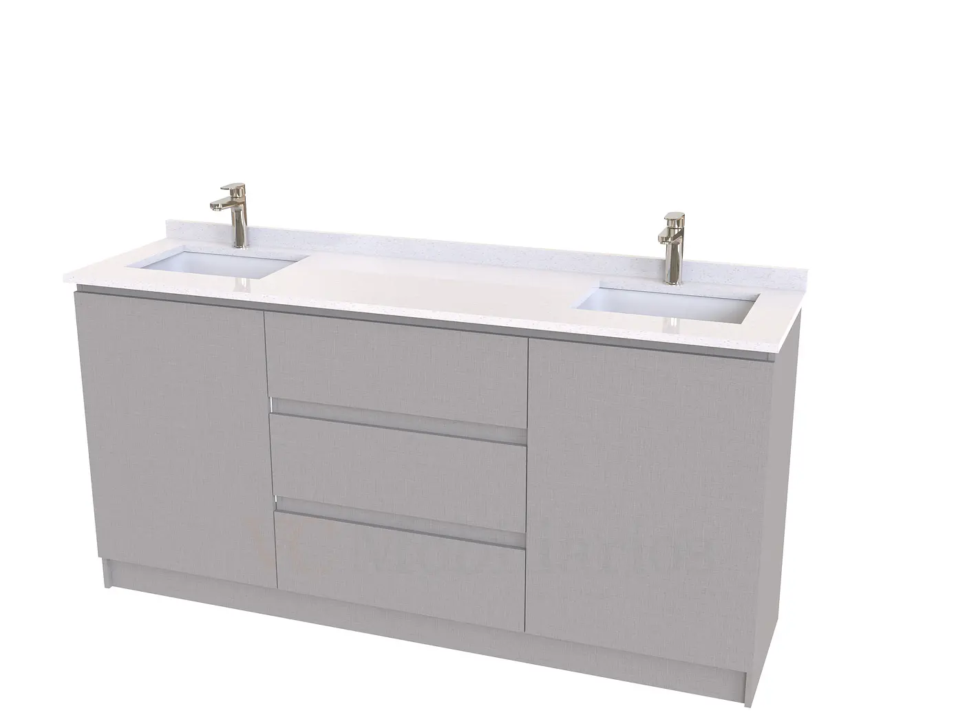 Mueble vanitorio Doble al piso con cubierta de cuarzo  de 160 cm /  M2-1634 -D / Notte 1