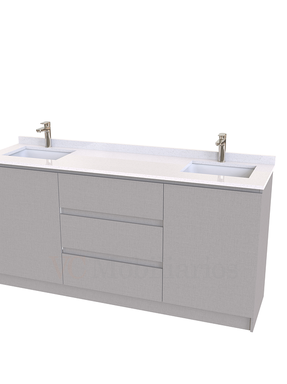 Mueble vanitorio Doble al piso con cubierta de cuarzo  de 160 cm /  M2-1634 -D / Notte 1