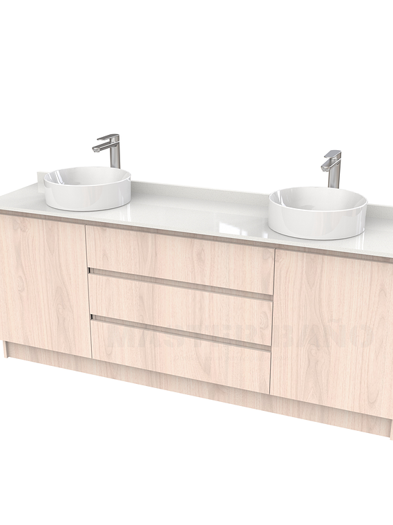 Mueble vanitorio al piso doble para lavamanos de sobreponer de 180cm /  M2-1838-DP / Nougat 1