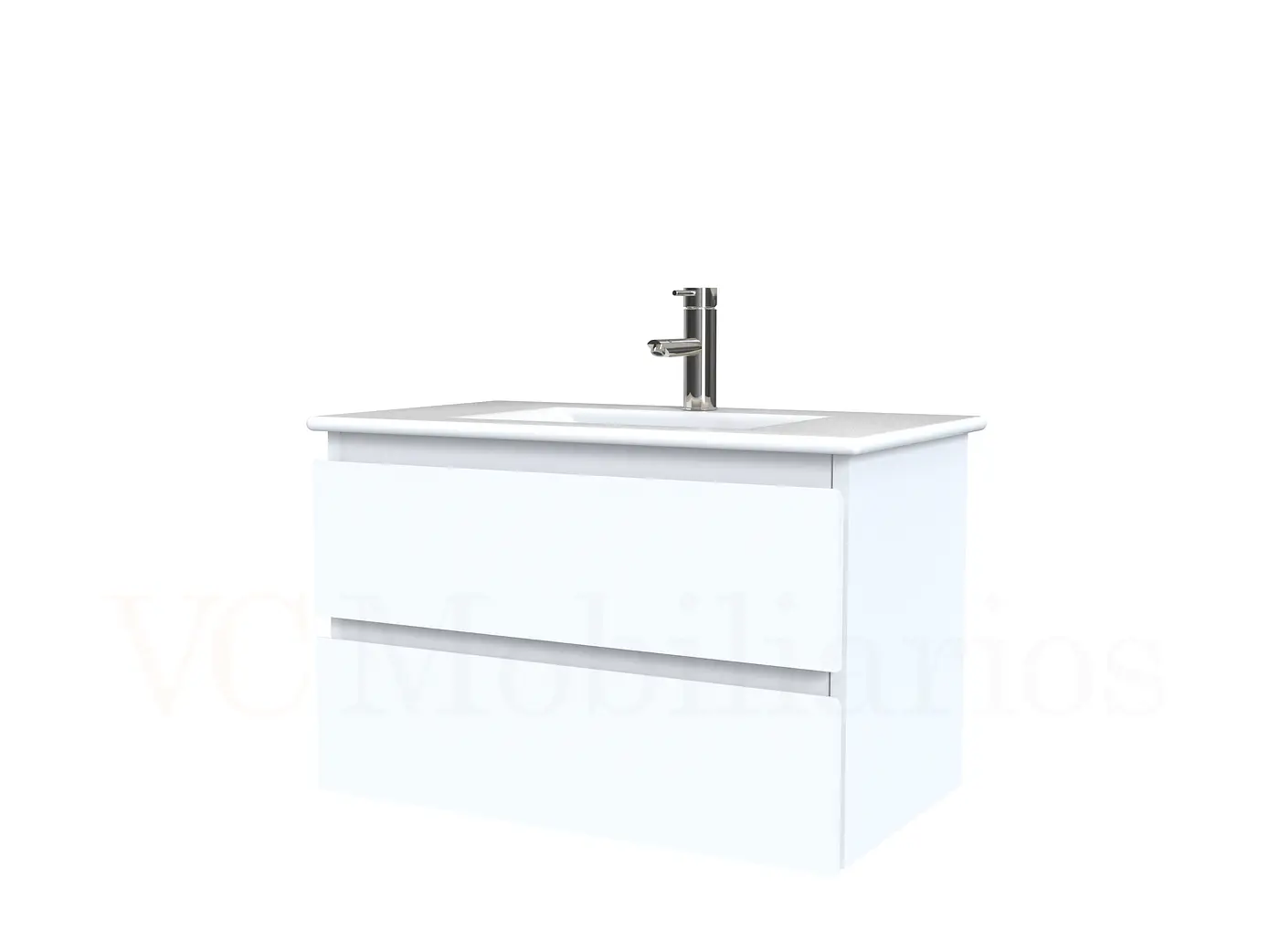 Mueble vanitorio aereo con cubierta de loza de 70 cm  /  M3-701-A /  Blanco 1