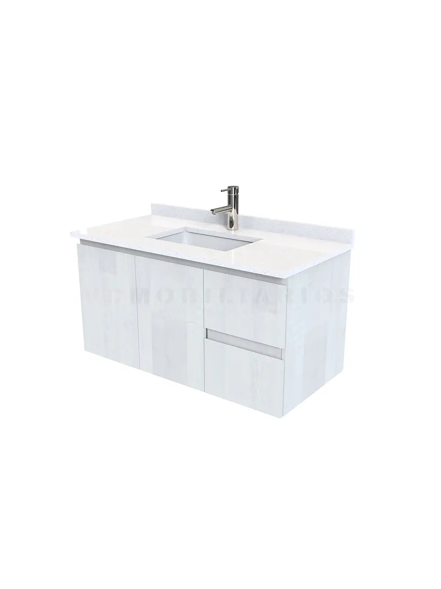 Mueble vanitorio aereo de 90 cm con cubierta de cuarzo / M2-938-A / Legno 1