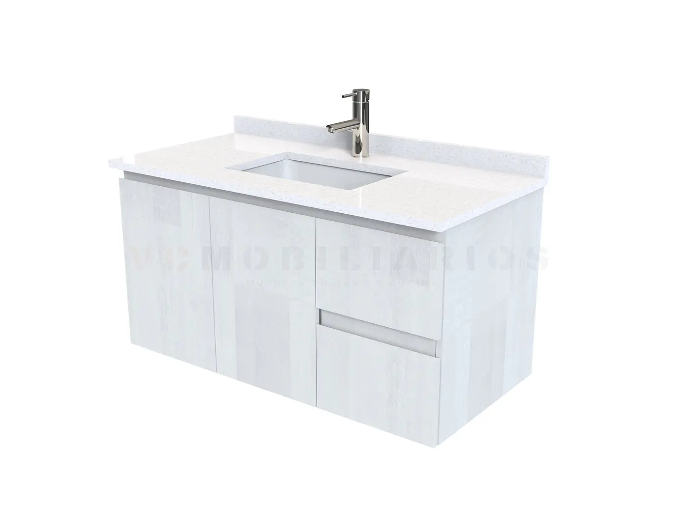 Mueble vanitorio aereo de 90 cm con cubierta de cuarzo / M2-938-A / Legno 1