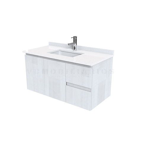 Mueble vanitorio aereo de 90 cm con cubierta de cuarzo / M2-938-A / Legno