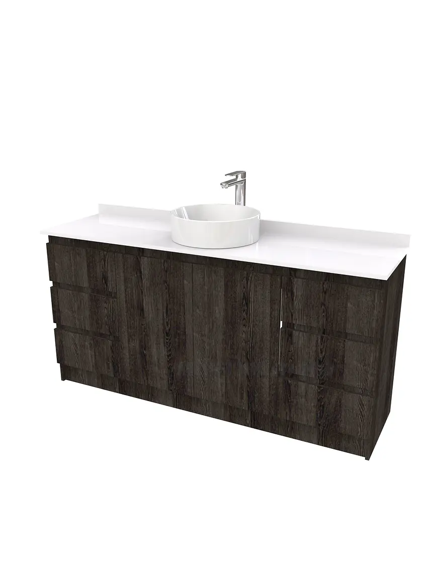 Mueble Vanitorio al piso para lavamanos sobreponer simple de 190 cm M2-1930-SPA / Espresso 1