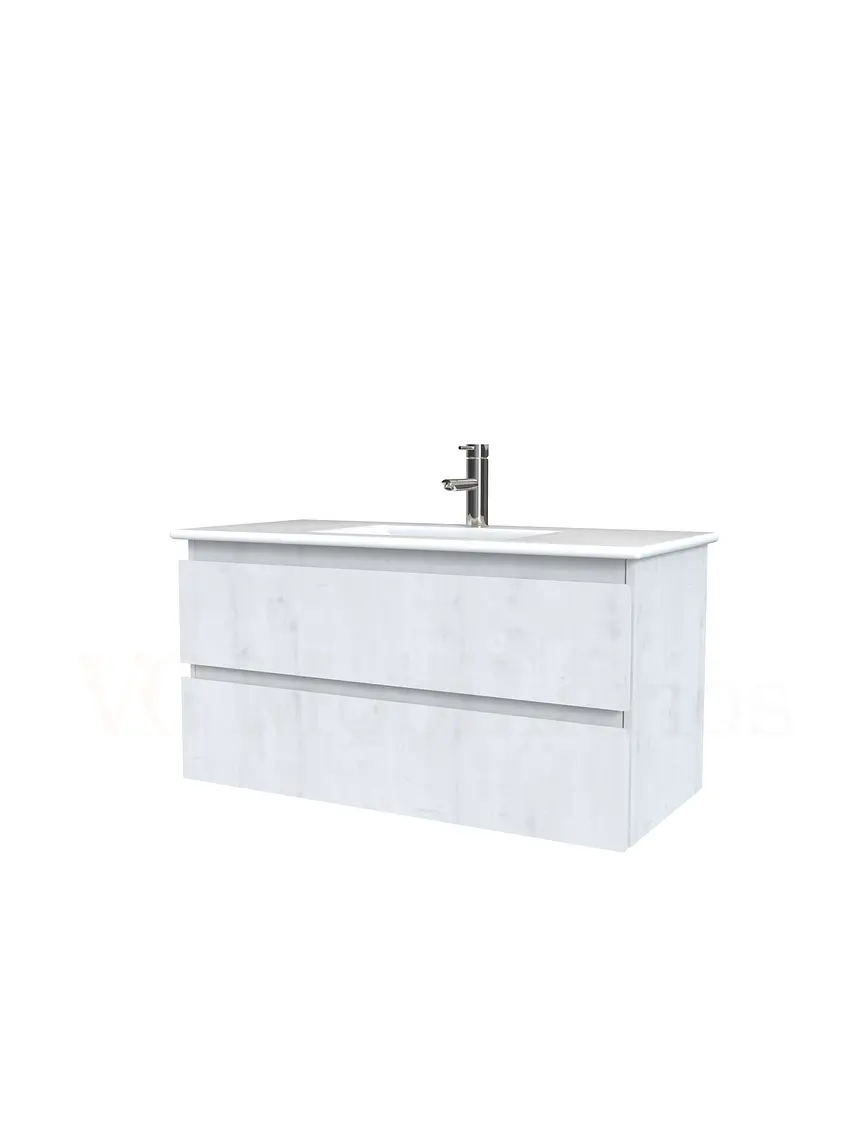 Mueble vanitorio aereo con cubierta de loza de 90 cm  /  M3-901-A / Alaska 1