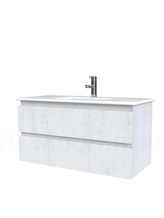 Mueble vanitorio aereo con cubierta de loza de 90 cm  /  M3-901-A / Alaska 1