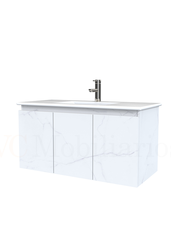 Mueble vanitorio aereo con cubierta de loza de 100 cm / M0-1001-A / Marmara 1