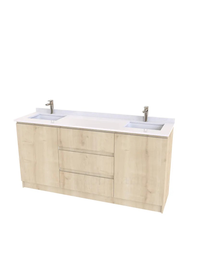 Mueble vanitorio Doble al piso con cubierta de cuarzo  de 160 cm /  M2-1634 -D / Rustico 1