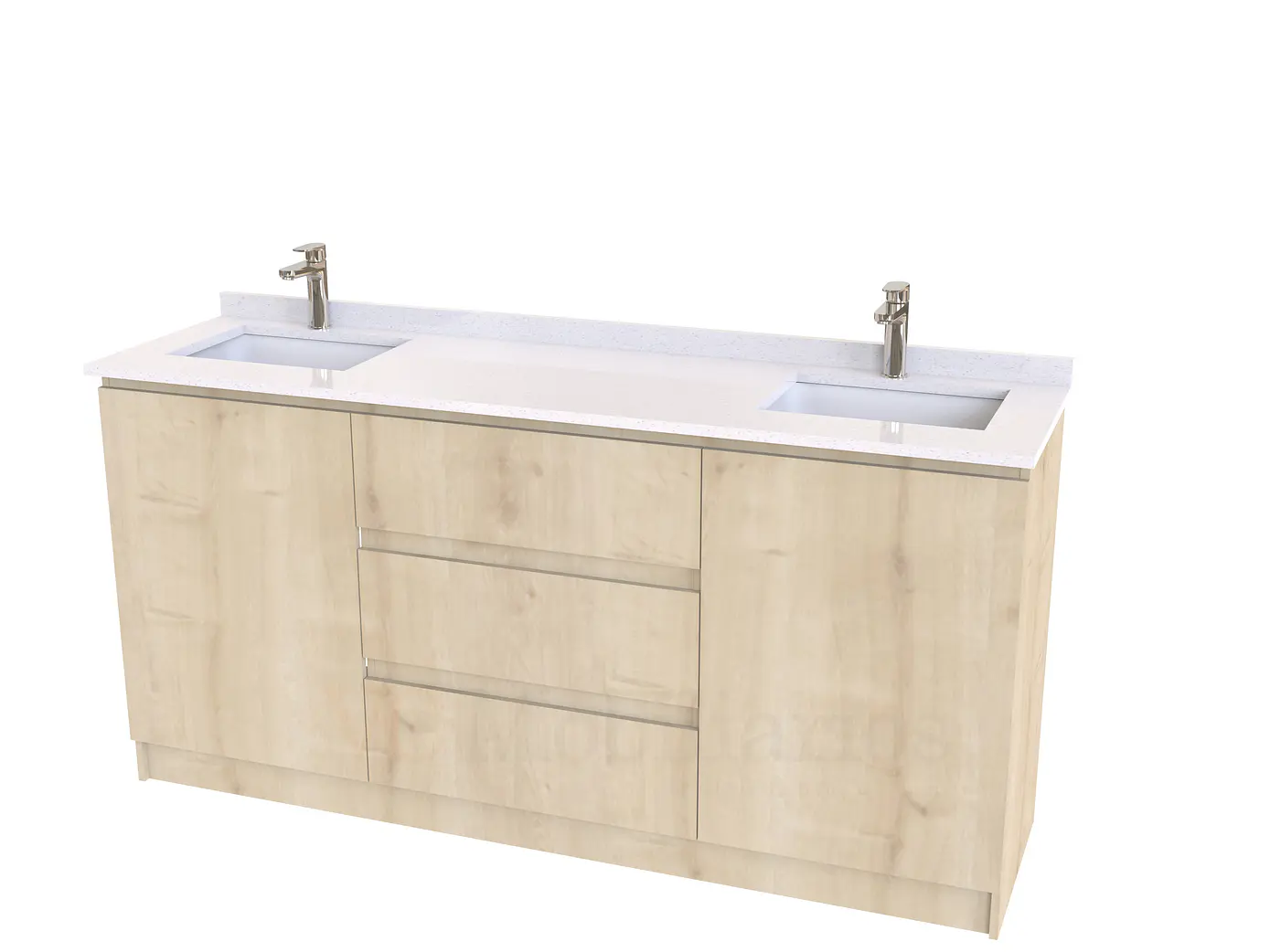 Mueble vanitorio Doble al piso con cubierta de cuarzo  de 160 cm /  M2-1634 -D / Rustico 1