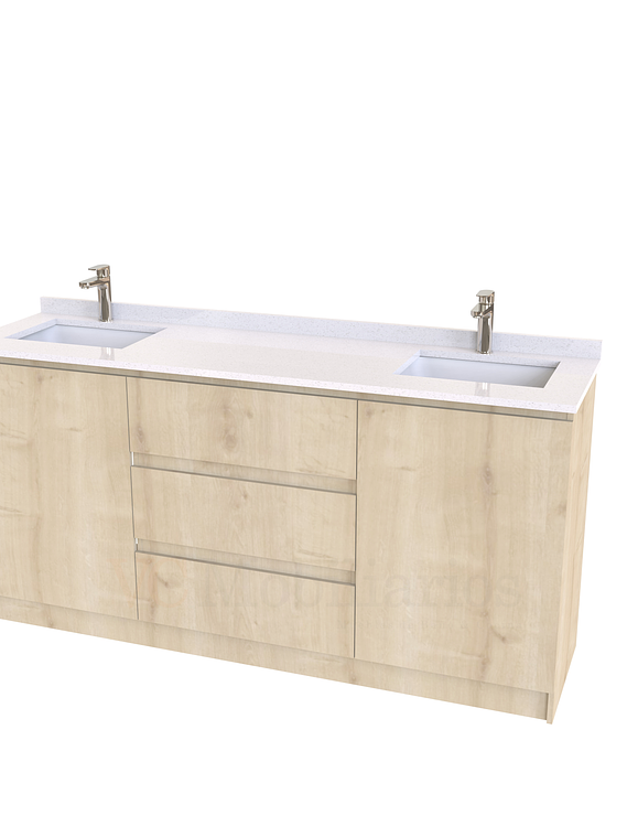 Mueble vanitorio Doble al piso con cubierta de cuarzo  de 160 cm /  M2-1634 -D / Rustico 1