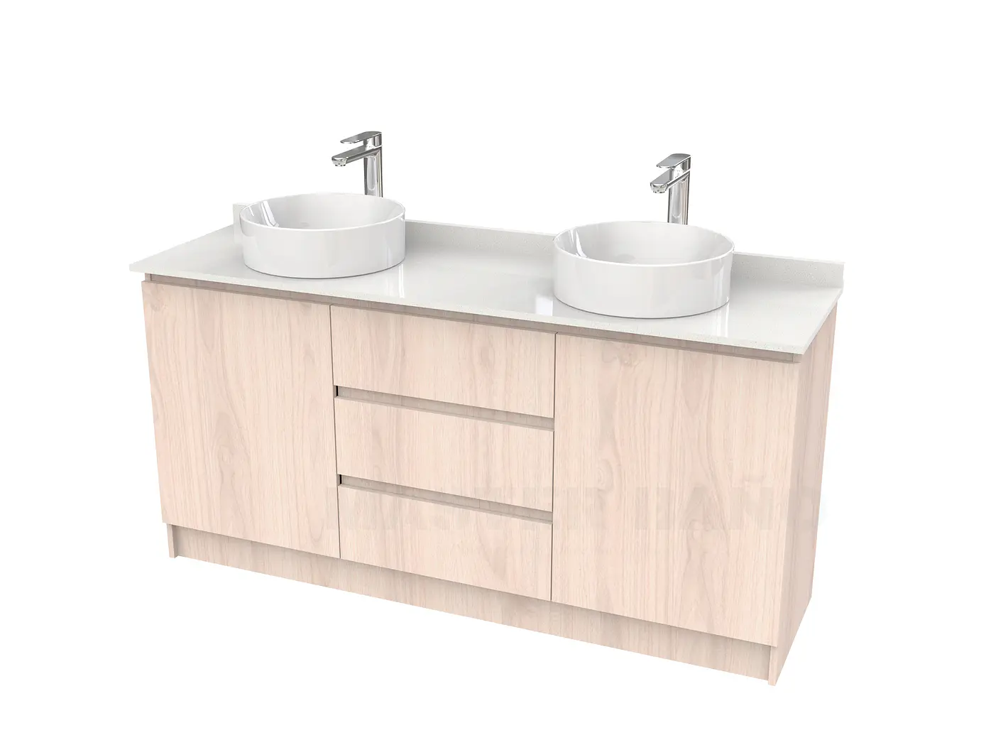 Mueble vanitorio al piso doble para lavamanos de sobreponer de 140cm /  M2-1438-DP / Nougat 1