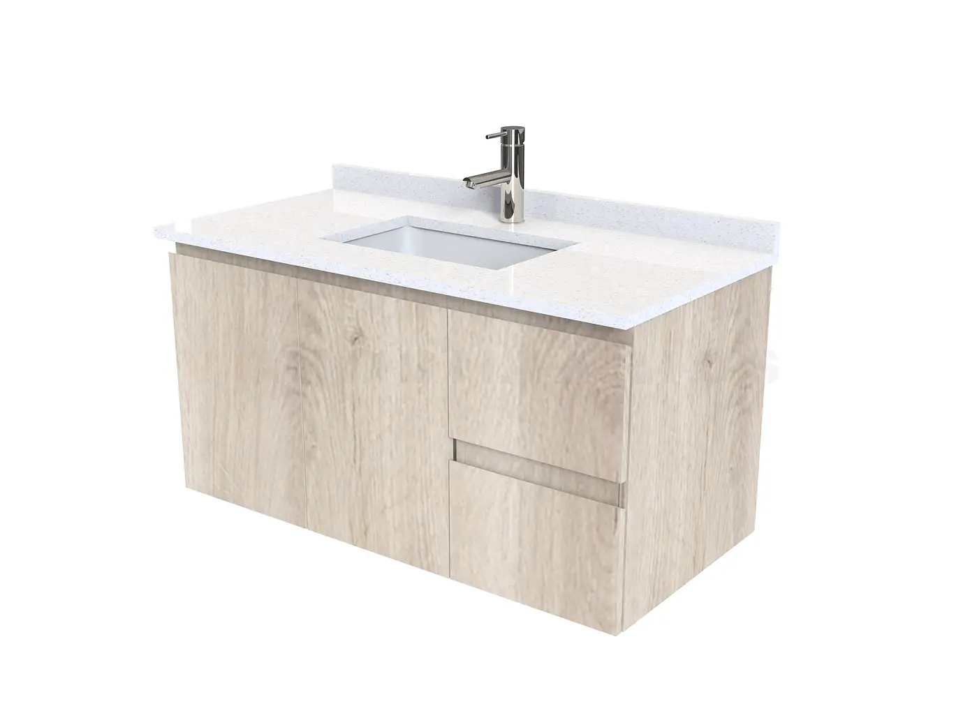 Mueble vanitorio aereo de 90 cm con cubierta de cuarzo / M2-938-A / Jerez 1