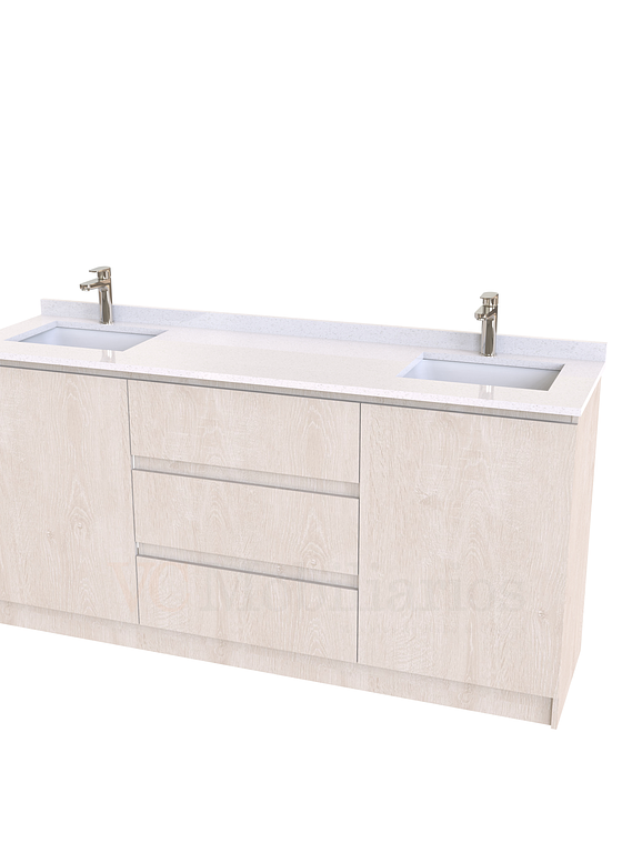Mueble vanitorio Doble al piso con cubierta de cuarzo  de 160 cm /  M2-1634 -D / Provenzal 1