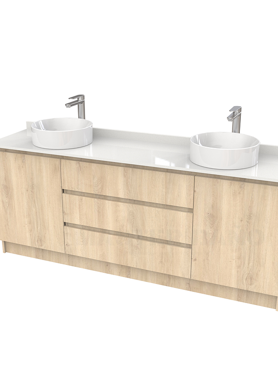 Mueble vanitorio al piso doble para lavamanos de sobreponer de 180cm /  M2-1838-DP / Jerez 1