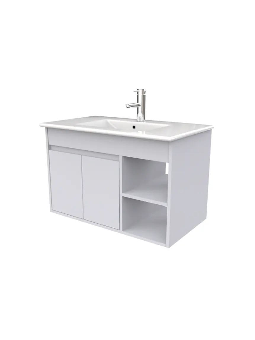 Mueble Vanitorio aereo de 80cm M1-810-A con cubierta de loza / Humo 1