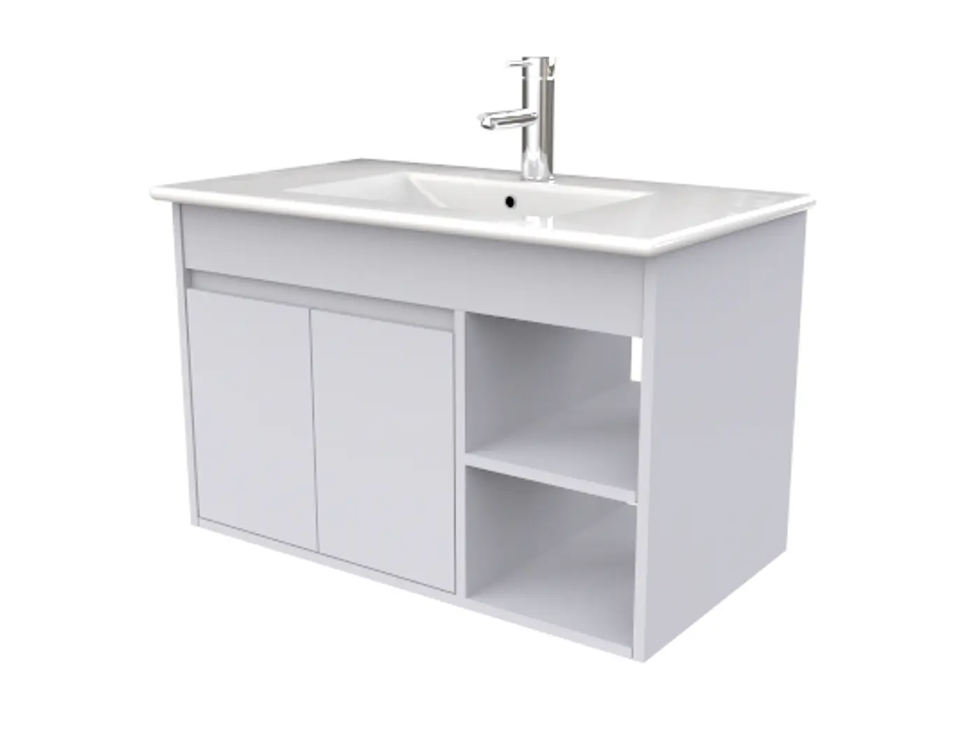 Mueble Vanitorio aereo de 80cm M1-810-A con cubierta de loza / Humo 1