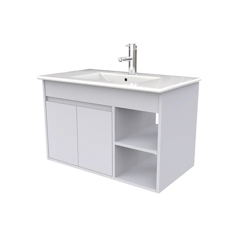 Mueble Vanitorio aereo de 80cm M1-810-A con cubierta de loza / Humo