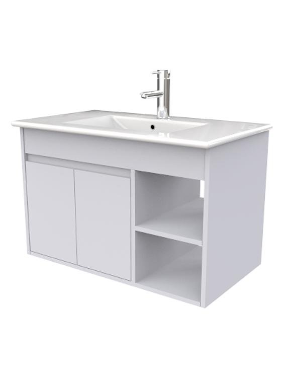 Mueble Vanitorio aereo de 80cm M1-810-A con cubierta de loza / Humo 1