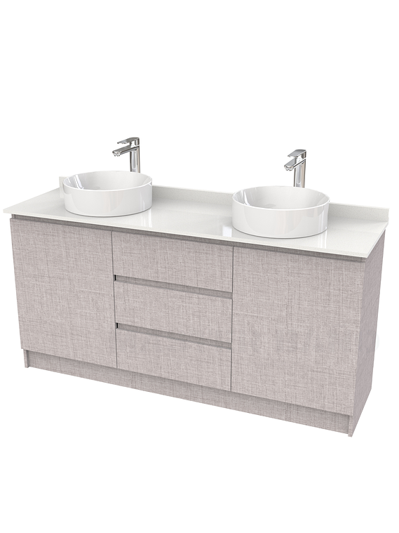 Mueble vanitorio al piso doble para lavamanos de sobreponer de 140cm /  M2-1438-DP / Notte 1